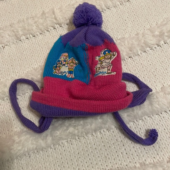 Vintage Fisher-price winter hat pom-pom beanie snowman ice skater pink purple - Picture 1 of 9